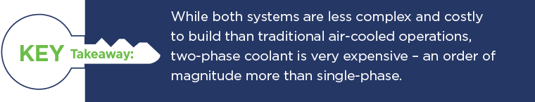 Key Takeaway: Two-phase coolant is very expensive - an order of magnitude than single-phase.
