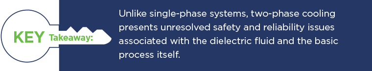 Key Takeaway: Two-phase immersion cooling presents unresolved safety and reliable issues