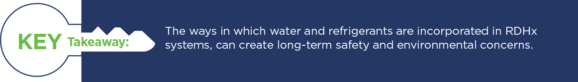 Key Takeaway: Water & refrigerant associated with RDHx can create long-term safety and environmental concerns