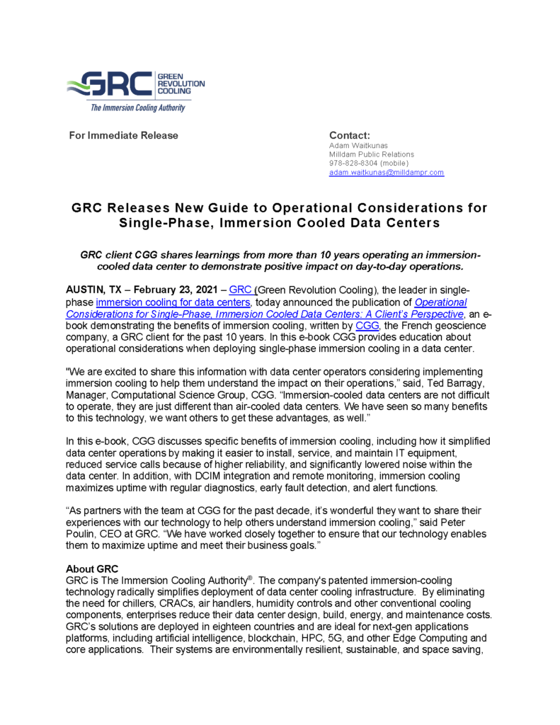 CGG shares the positive impact on day-to-day operations after more than 10 years operating an immersion-cooled data center.
